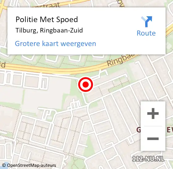 Locatie op kaart van de 112 melding: Politie Met Spoed Naar Tilburg, Ringbaan-Zuid op 11 juni 2024 17:09