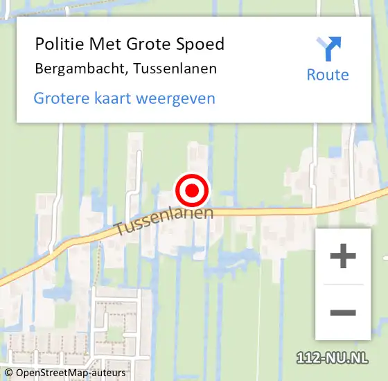 Locatie op kaart van de 112 melding: Politie Met Grote Spoed Naar Bergambacht, Tussenlanen op 11 juni 2024 17:10