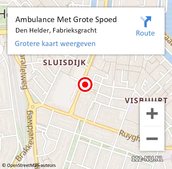 Locatie op kaart van de 112 melding: Ambulance Met Grote Spoed Naar Den Helder, Fabrieksgracht op 11 juni 2024 17:11