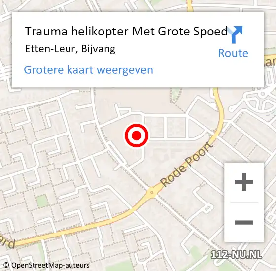 Locatie op kaart van de 112 melding: Trauma helikopter Met Grote Spoed Naar Etten-Leur, Bijvang op 11 juni 2024 17:22