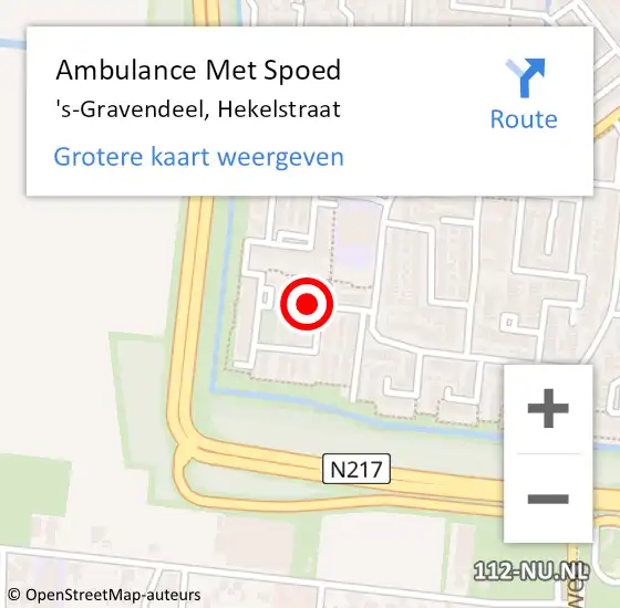 Locatie op kaart van de 112 melding: Ambulance Met Spoed Naar 's-Gravendeel, Hekelstraat op 11 juni 2024 17:46