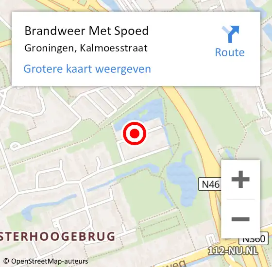 Locatie op kaart van de 112 melding: Brandweer Met Spoed Naar Groningen, Kalmoesstraat op 11 juni 2024 18:28