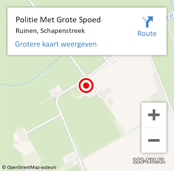 Locatie op kaart van de 112 melding: Politie Met Grote Spoed Naar Ruinen, Schapenstreek op 11 juni 2024 18:45