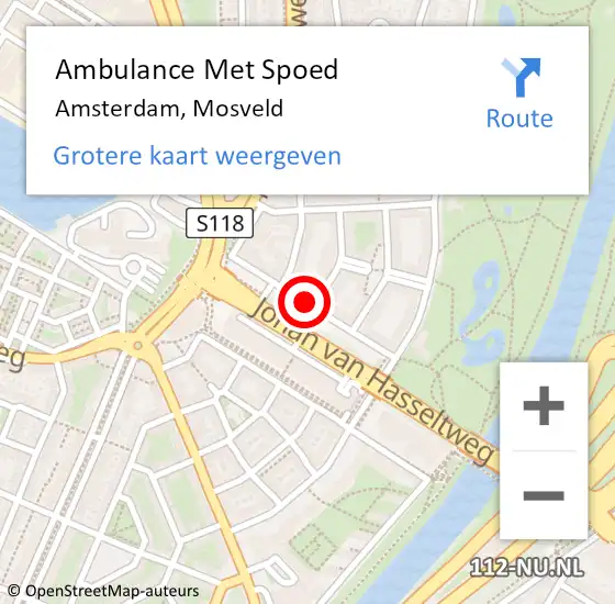 Locatie op kaart van de 112 melding: Ambulance Met Spoed Naar Amsterdam, Mosveld op 11 juni 2024 18:47