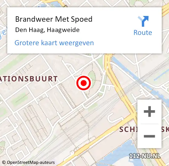 Locatie op kaart van de 112 melding: Brandweer Met Spoed Naar Den Haag, Haagweide op 11 juni 2024 18:48