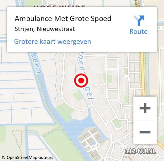 Locatie op kaart van de 112 melding: Ambulance Met Grote Spoed Naar Strijen, Nieuwestraat op 11 juni 2024 18:50