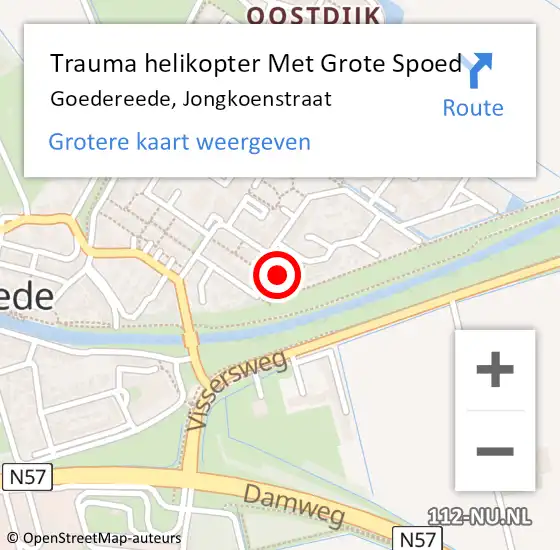 Locatie op kaart van de 112 melding: Trauma helikopter Met Grote Spoed Naar Goedereede, Jongkoenstraat op 11 juni 2024 19:17