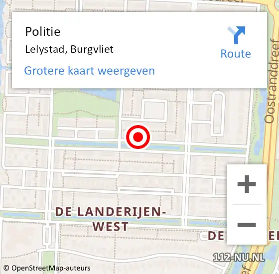 Locatie op kaart van de 112 melding: Politie Lelystad, Burgvliet op 11 juni 2024 19:19