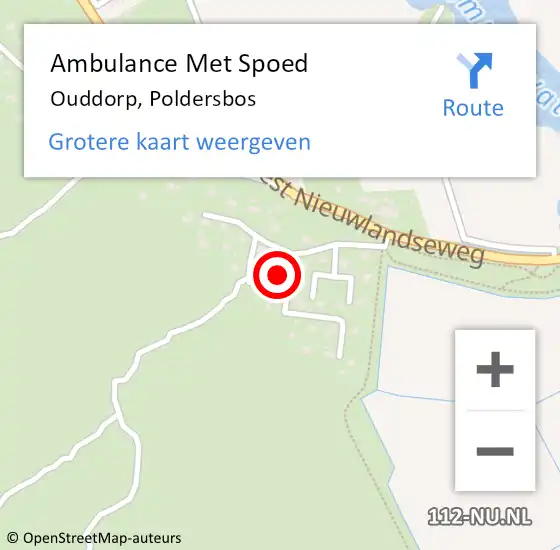 Locatie op kaart van de 112 melding: Ambulance Met Spoed Naar Ouddorp, Poldersbos op 11 juni 2024 19:27