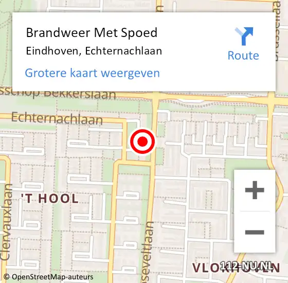 Locatie op kaart van de 112 melding: Brandweer Met Spoed Naar Eindhoven, Echternachlaan op 11 juni 2024 19:33