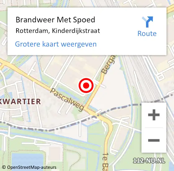 Locatie op kaart van de 112 melding: Brandweer Met Spoed Naar Rotterdam, Kinderdijkstraat op 11 juni 2024 19:48