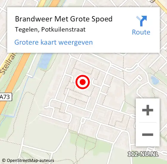 Locatie op kaart van de 112 melding: Brandweer Met Grote Spoed Naar Tegelen, Potkuilenstraat op 11 juni 2024 20:20