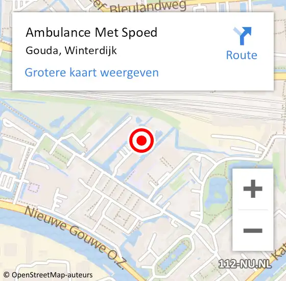 Locatie op kaart van de 112 melding: Ambulance Met Spoed Naar Gouda, Winterdijk op 11 juni 2024 20:26