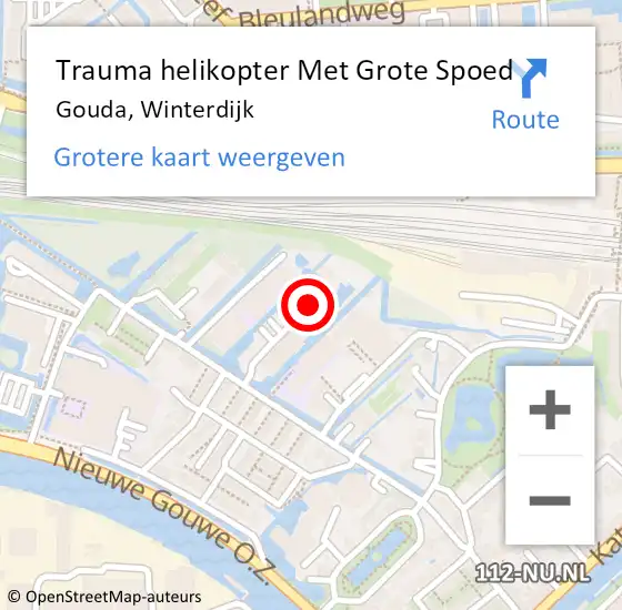 Locatie op kaart van de 112 melding: Trauma helikopter Met Grote Spoed Naar Gouda, Winterdijk op 11 juni 2024 20:27