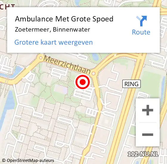 Locatie op kaart van de 112 melding: Ambulance Met Grote Spoed Naar Zoetermeer, Binnenwater op 11 juni 2024 20:30