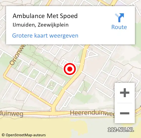 Locatie op kaart van de 112 melding: Ambulance Met Spoed Naar IJmuiden, Zeewijkplein op 11 juni 2024 20:32