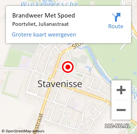 Locatie op kaart van de 112 melding: Brandweer Met Spoed Naar Poortvliet, Julianastraat op 11 juni 2024 20:49