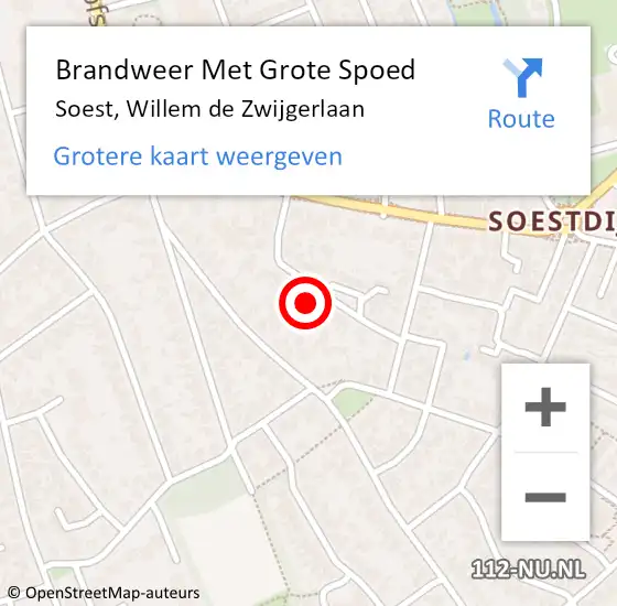 Locatie op kaart van de 112 melding: Brandweer Met Grote Spoed Naar Soest, Willem de Zwijgerlaan op 11 juni 2024 20:59