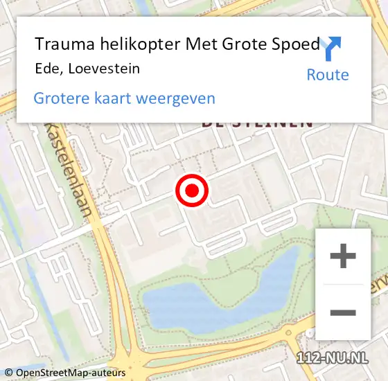 Locatie op kaart van de 112 melding: Trauma helikopter Met Grote Spoed Naar Ede, Loevestein op 11 juni 2024 21:00