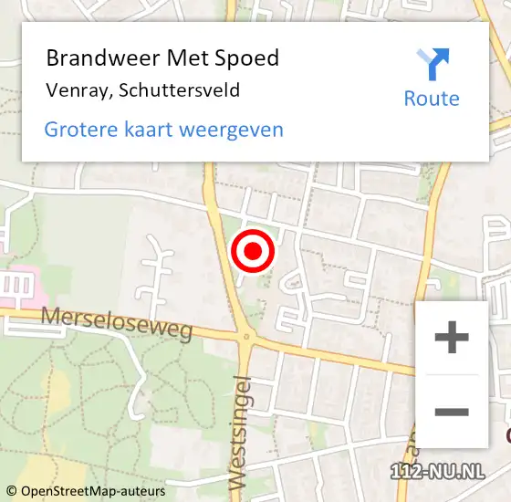 Locatie op kaart van de 112 melding: Brandweer Met Spoed Naar Venray, Schuttersveld op 11 juni 2024 21:21