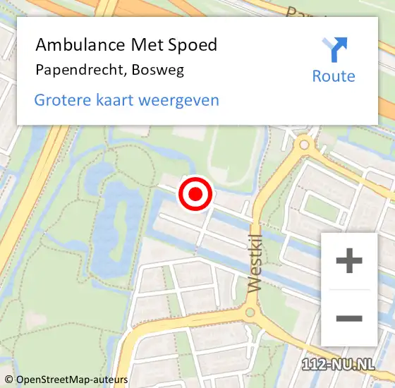 Locatie op kaart van de 112 melding: Ambulance Met Spoed Naar Papendrecht, Bosweg op 11 juni 2024 21:28