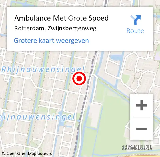Locatie op kaart van de 112 melding: Ambulance Met Grote Spoed Naar Rotterdam, Zwijnsbergenweg op 11 juni 2024 21:40