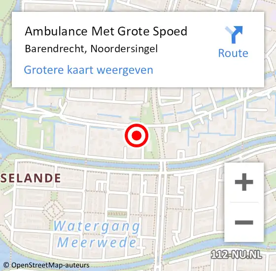 Locatie op kaart van de 112 melding: Ambulance Met Grote Spoed Naar Barendrecht, Noordersingel op 11 juni 2024 22:21