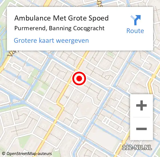 Locatie op kaart van de 112 melding: Ambulance Met Grote Spoed Naar Purmerend, Banning Cocqgracht op 11 juni 2024 22:43