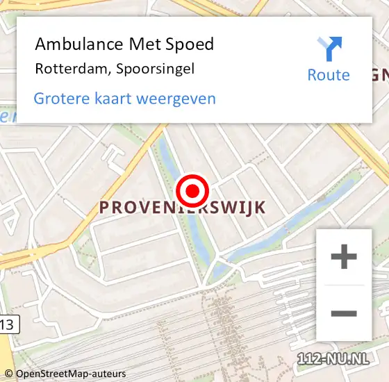 Locatie op kaart van de 112 melding: Ambulance Met Spoed Naar Rotterdam, Spoorsingel op 11 juni 2024 23:02