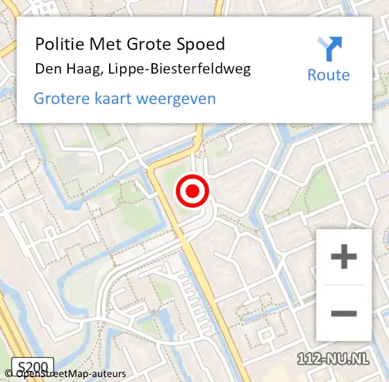 Locatie op kaart van de 112 melding: Politie Met Grote Spoed Naar Den Haag, Lippe-Biesterfeldweg op 11 juni 2024 23:12