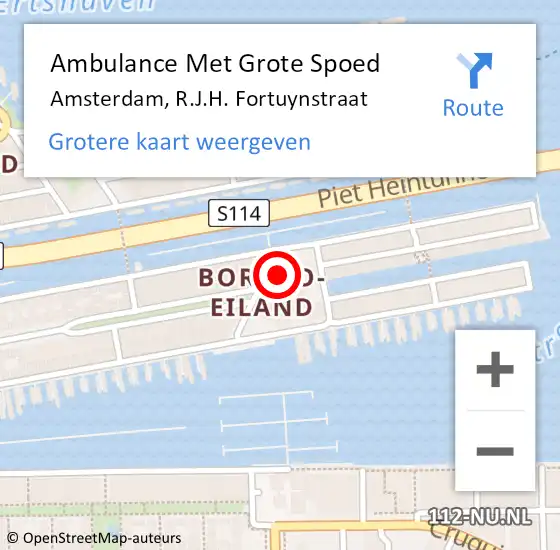 Locatie op kaart van de 112 melding: Ambulance Met Grote Spoed Naar Amsterdam, R.J.H. Fortuynstraat op 12 juni 2024 00:48