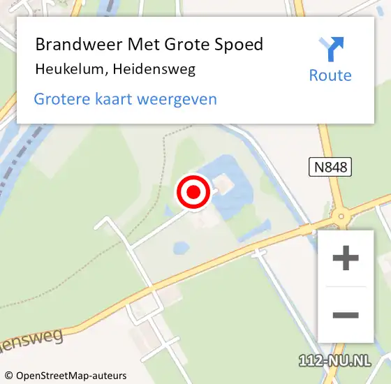 Locatie op kaart van de 112 melding: Brandweer Met Grote Spoed Naar Heukelum, Heidensweg op 12 juni 2024 01:00