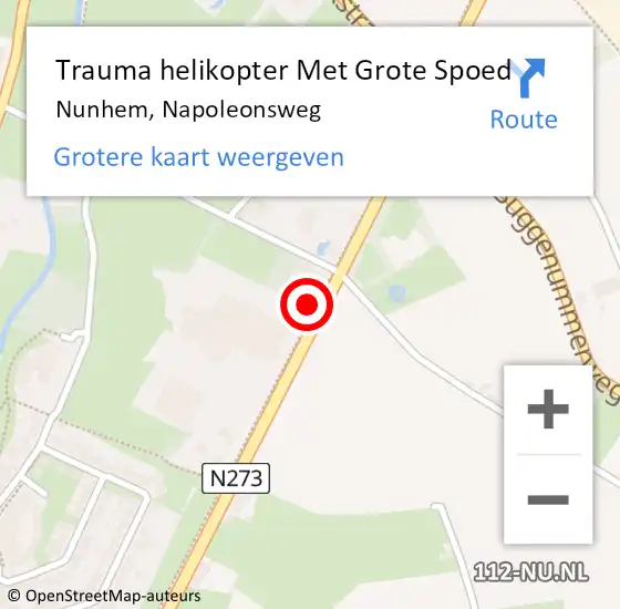Locatie op kaart van de 112 melding: Trauma helikopter Met Grote Spoed Naar Nunhem, Napoleonsweg op 12 juni 2024 01:32