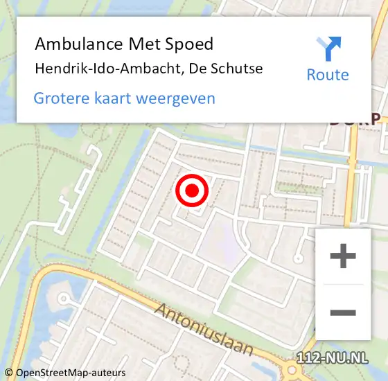 Locatie op kaart van de 112 melding: Ambulance Met Spoed Naar Hendrik-Ido-Ambacht, De Schutse op 12 juni 2024 01:33