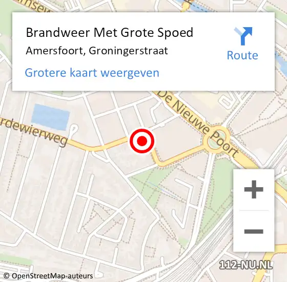 Locatie op kaart van de 112 melding: Brandweer Met Grote Spoed Naar Amersfoort, Groningerstraat op 12 juni 2024 01:37