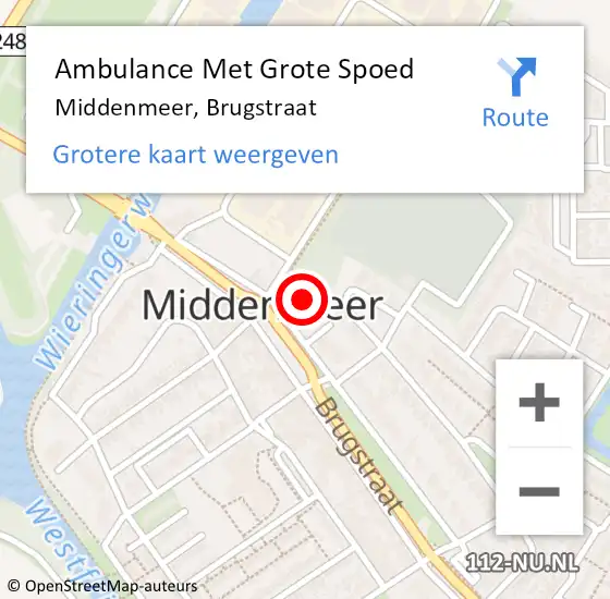 Locatie op kaart van de 112 melding: Ambulance Met Grote Spoed Naar Middenmeer, Brugstraat op 12 juni 2024 02:04