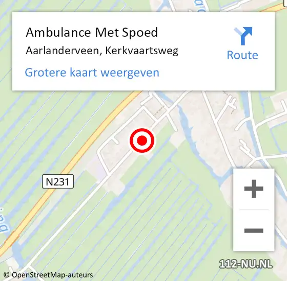 Locatie op kaart van de 112 melding: Ambulance Met Spoed Naar Aarlanderveen, Kerkvaartsweg op 12 juni 2024 02:22