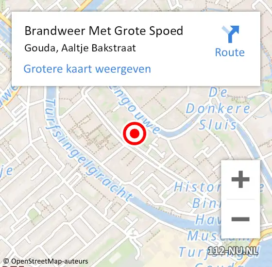 Locatie op kaart van de 112 melding: Brandweer Met Grote Spoed Naar Gouda, Aaltje Bakstraat op 12 juni 2024 02:46