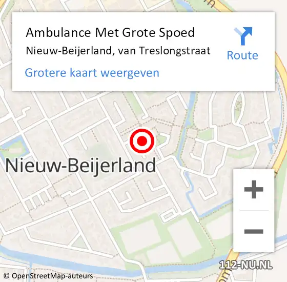 Locatie op kaart van de 112 melding: Ambulance Met Grote Spoed Naar Nieuw-Beijerland, van Treslongstraat op 12 juni 2024 02:55