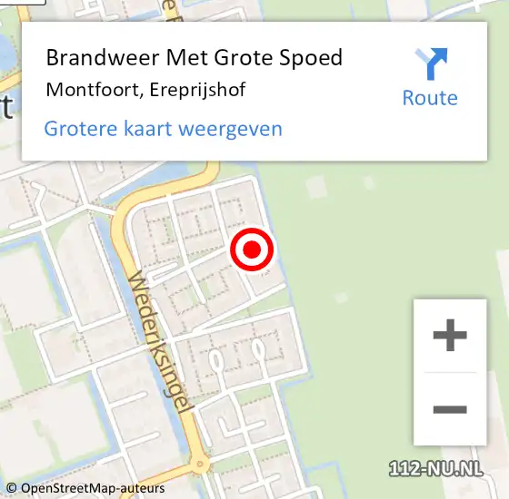 Locatie op kaart van de 112 melding: Brandweer Met Grote Spoed Naar Montfoort, Ereprijshof op 12 juni 2024 03:32