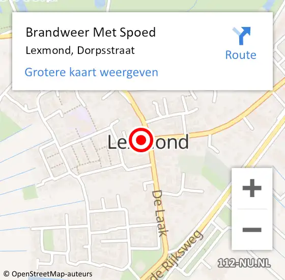 Locatie op kaart van de 112 melding: Brandweer Met Spoed Naar Lexmond, Dorpsstraat op 12 juni 2024 03:36