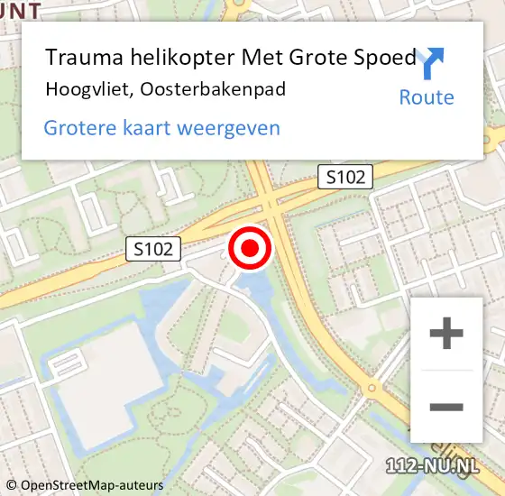 Locatie op kaart van de 112 melding: Trauma helikopter Met Grote Spoed Naar Hoogvliet, Oosterbakenpad op 12 juni 2024 06:14