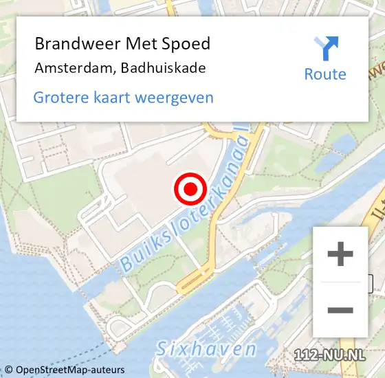 Locatie op kaart van de 112 melding: Brandweer Met Spoed Naar Amsterdam, Badhuiskade op 12 juni 2024 06:37