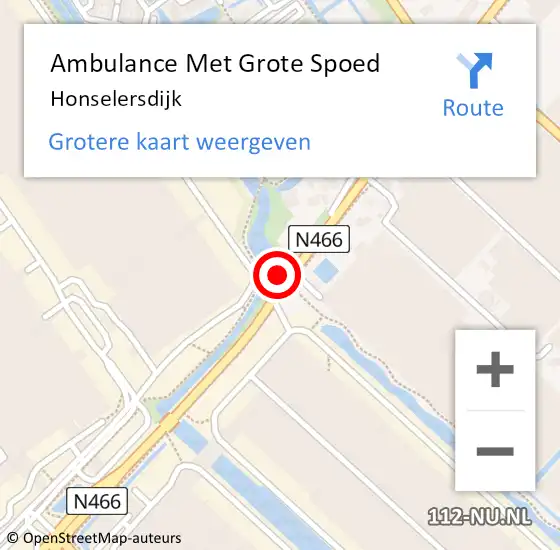 Locatie op kaart van de 112 melding: Ambulance Met Grote Spoed Naar Honselersdijk op 12 juni 2024 06:41