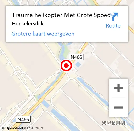 Locatie op kaart van de 112 melding: Trauma helikopter Met Grote Spoed Naar Honselersdijk op 12 juni 2024 06:42