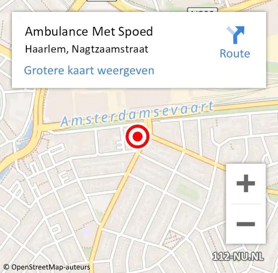 Locatie op kaart van de 112 melding: Ambulance Met Spoed Naar Haarlem, Nagtzaamstraat op 12 juni 2024 07:09