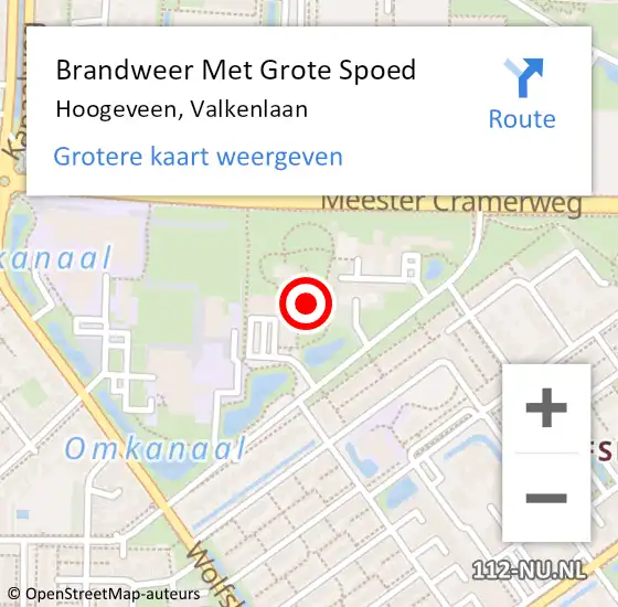 Locatie op kaart van de 112 melding: Brandweer Met Grote Spoed Naar Hoogeveen, Valkenlaan op 12 juni 2024 07:11