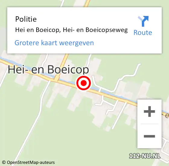 Locatie op kaart van de 112 melding: Politie Hei en Boeicop, Hei- en Boeicopseweg op 12 juni 2024 07:33