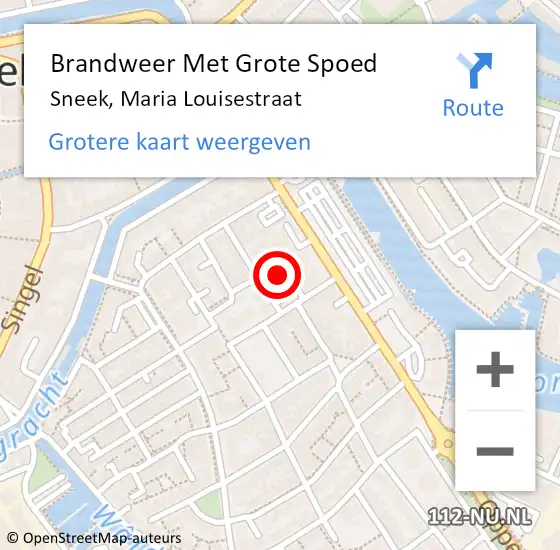 Locatie op kaart van de 112 melding: Brandweer Met Grote Spoed Naar Sneek, Maria Louisestraat op 12 juni 2024 08:21