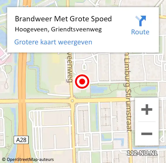 Locatie op kaart van de 112 melding: Brandweer Met Grote Spoed Naar Hoogeveen, Griendtsveenweg op 12 juni 2024 08:27